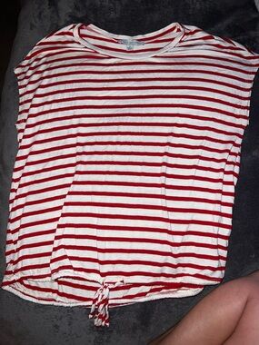 Green Envelope Red and White Striped Tee